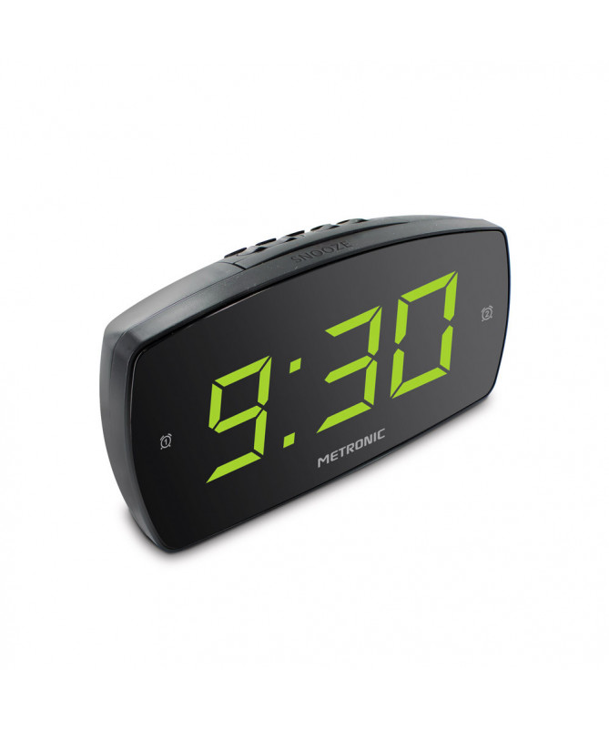 Negro luminosidad Ajustable alimentación eléctrica Despertador Digital XL2 Doble Alarma con Gran Pantalla LED Snooze Metronic 477006 